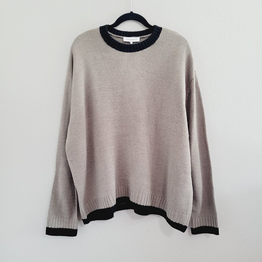 WeWoreWhat Gray and Black Crew Neck Sweater